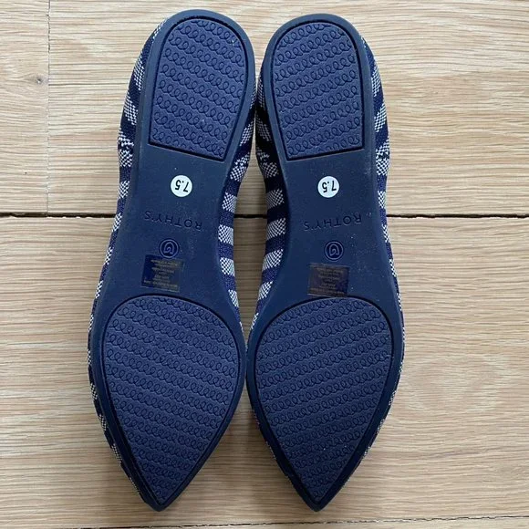 NEW Rothy’s The Point Riviera Stripe Navy and White, Size 7.5 - Picture 2 of 7